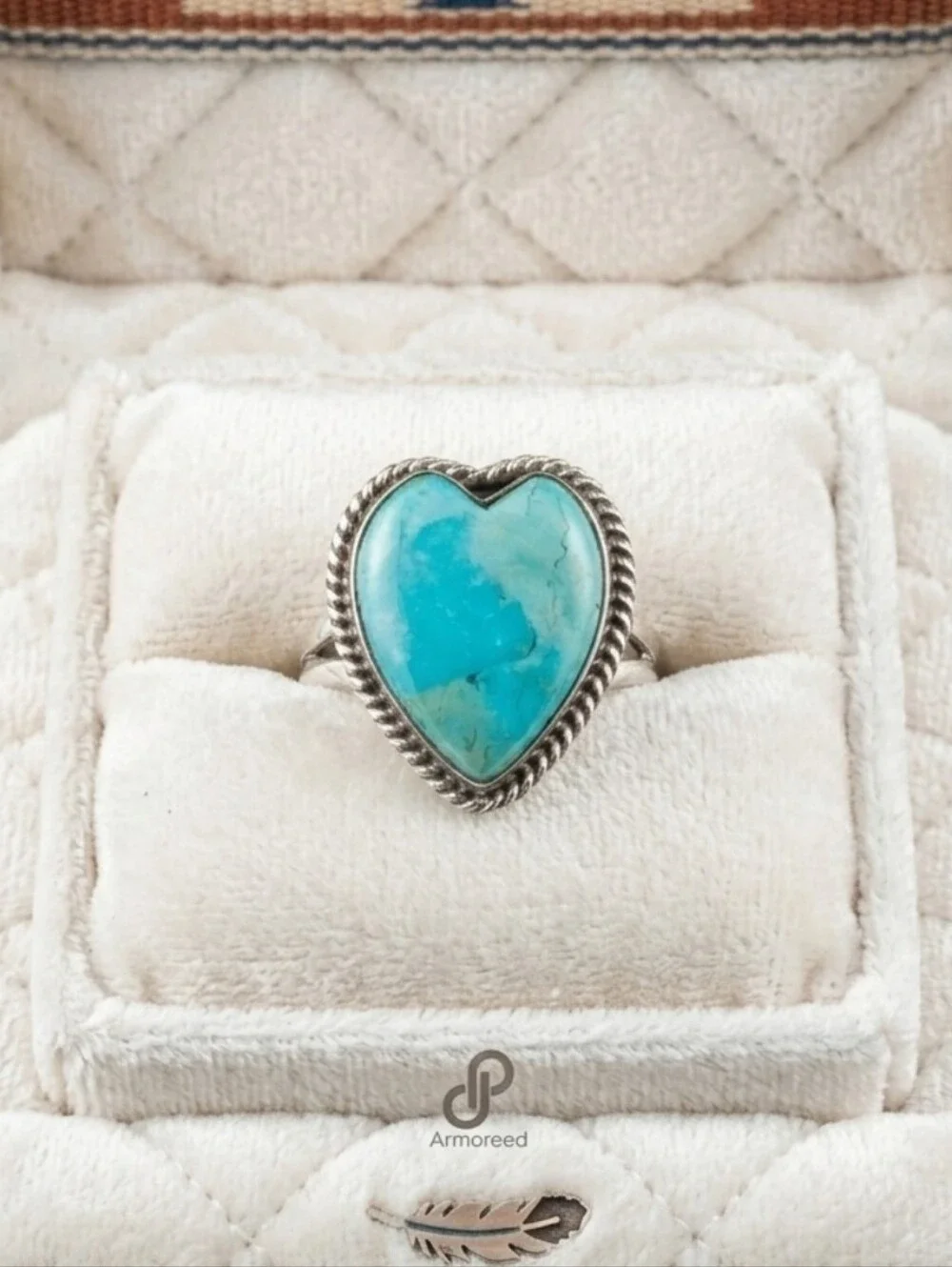 NWT Brand New Sterling Silver Kingman Turquoise Heart Statement Ring